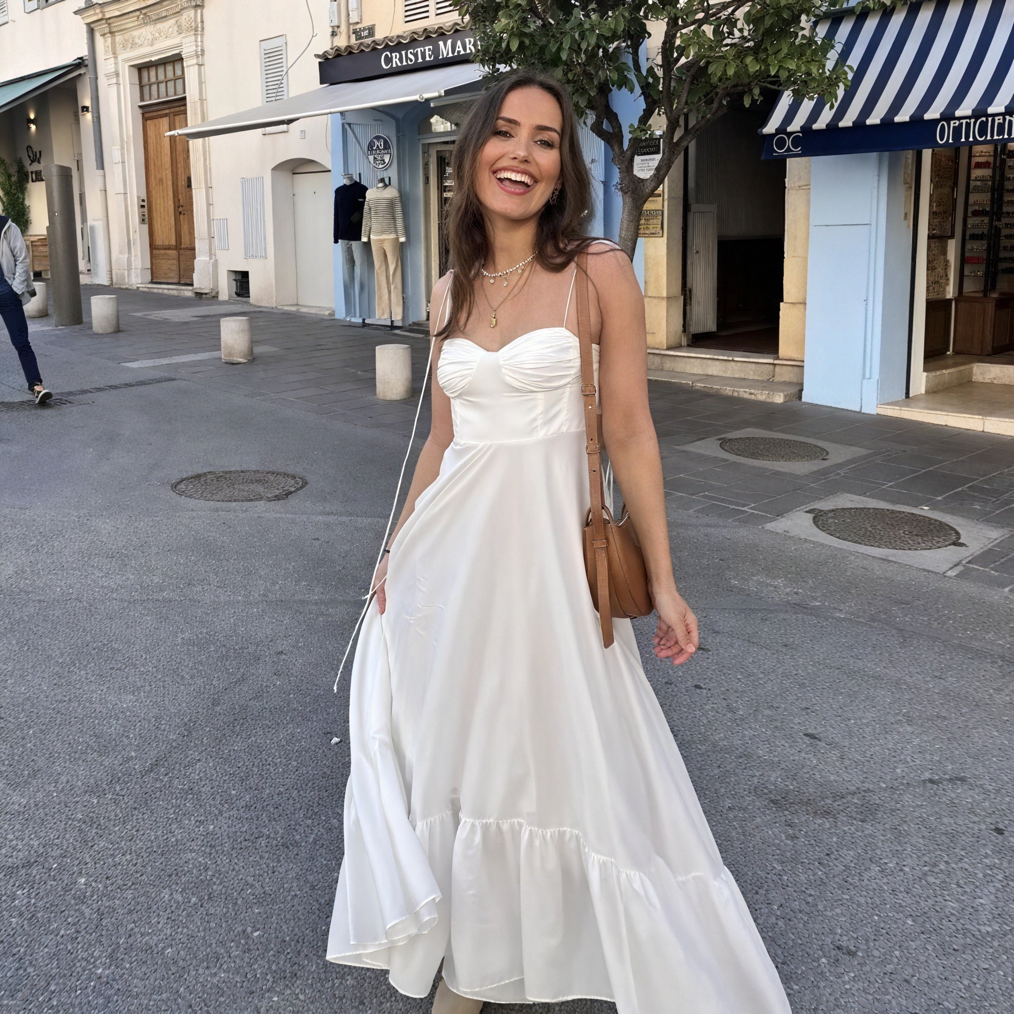 Dorio Moda Abito Donna Bianco – Bustier, Spalline Sottili, Gonna a Balze, XS-XL-81821-9e13b2c1-4fce-445f-bc94-36919fb47b09