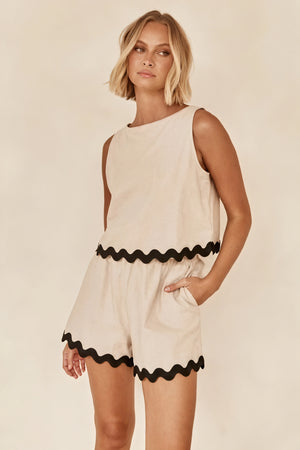 Set Top & Shorts Scalloped Trim