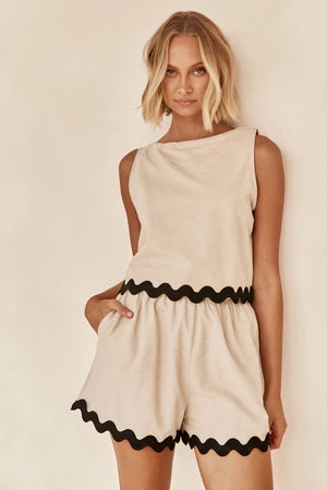 Set Top & Shorts Scalloped Trim