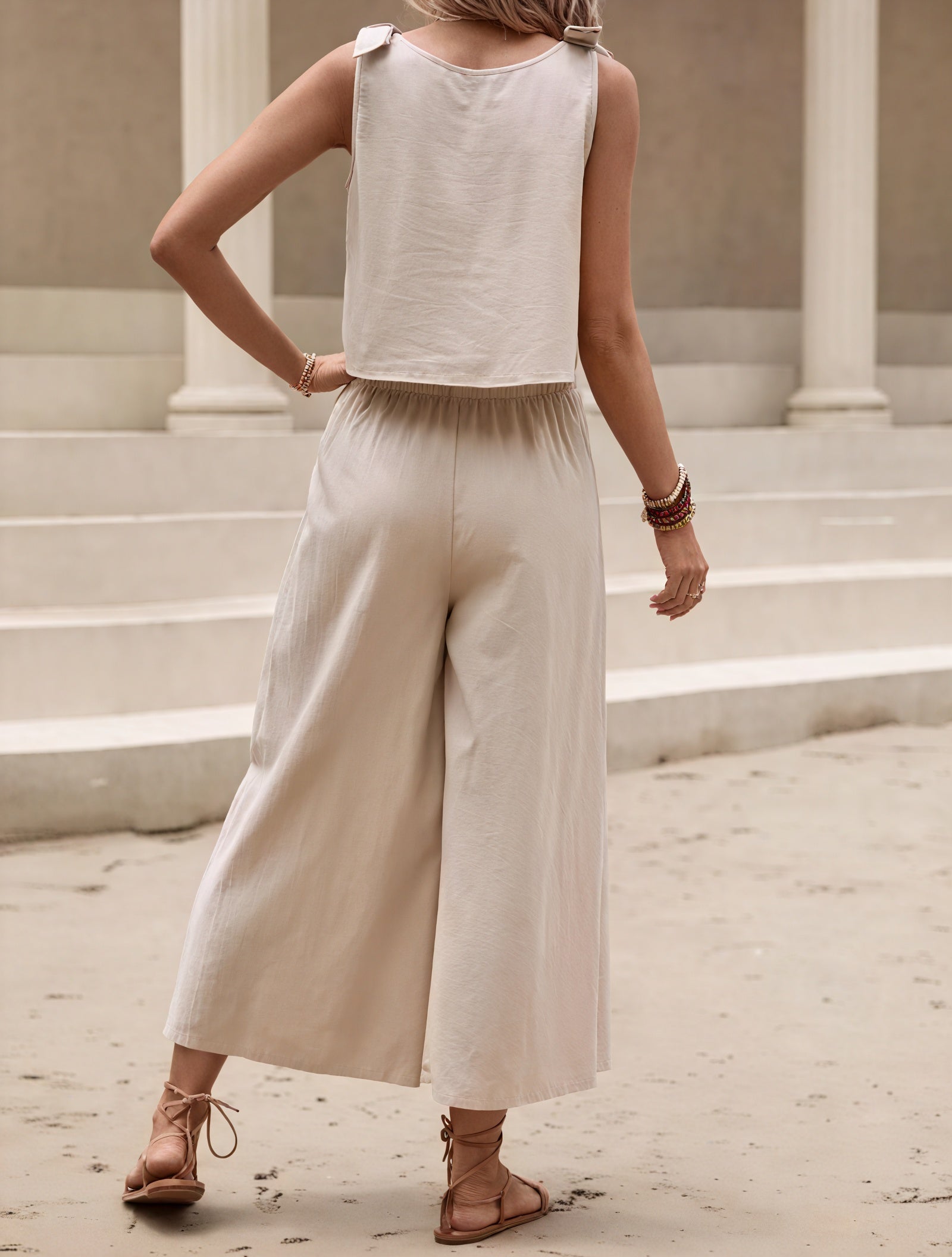Completo Top Corto e Pantaloni Gamba Larga
