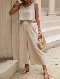 Completo Top Corto e Pantaloni Gamba Larga