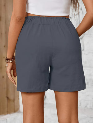 Shorts a Vita Alta con Tasche Applicate