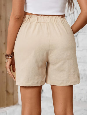 Shorts a Vita Alta con Tasche Applicate