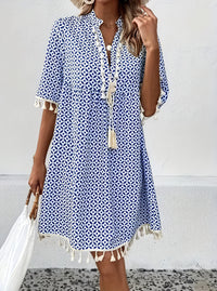 Abito Estivo Geometrie Blu – Nappe e Maniche Corte