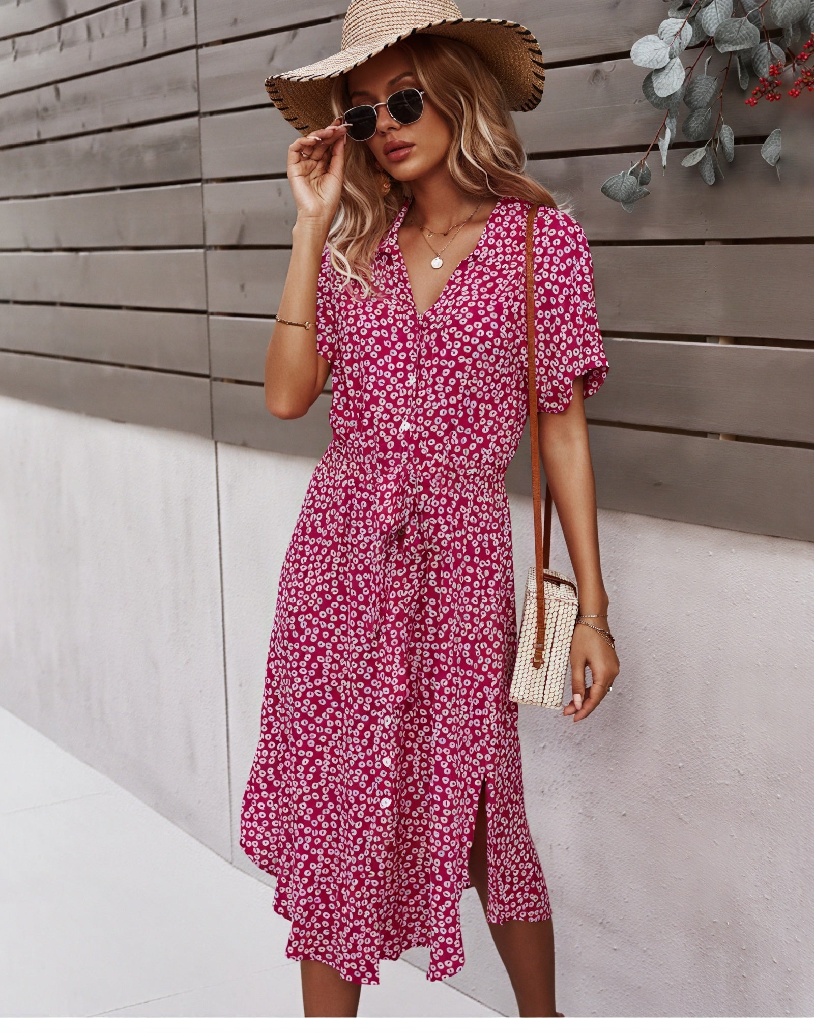 Abito Midi Floreale con Cintura