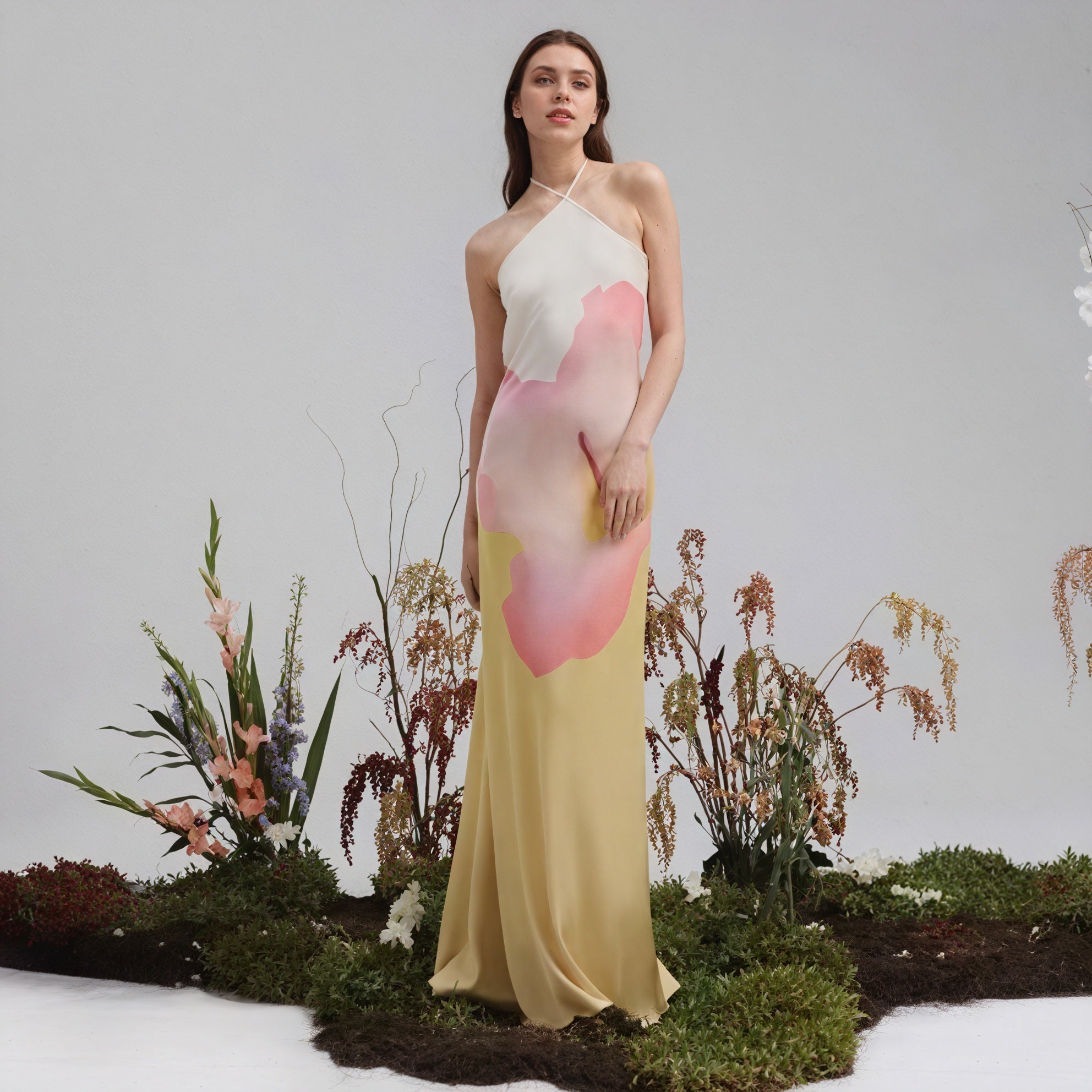 Abito Maxi Donna Stampa Fantasia Monospalla Scollo Halter Senza Maniche Elegante-83229-0e02d918-bc2b-48c8-bf23-70e6cb54b47e