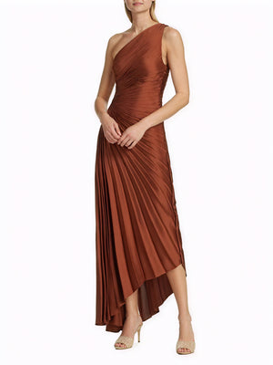 Abito Monospalla Plissettato Donna – Orlo Asimmetrico, Elegante-83236-89a6f483-683d-4125-bfef-14561b9c6c7b
