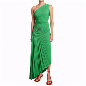 Abito Monospalla Plissettato Donna – Orlo Asimmetrico, Elegante-83236-85249fab-20e9-4d44-a687-a1efdf9b0e7f