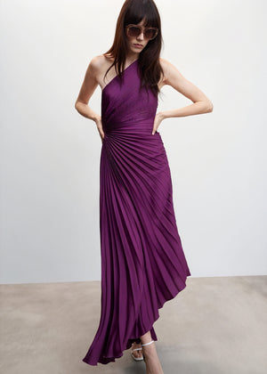 Abito Monospalla Plissettato Donna – Orlo Asimmetrico, Elegante-83236-7848a536-1b43-4eff-9e1c-8d3b98e1f917