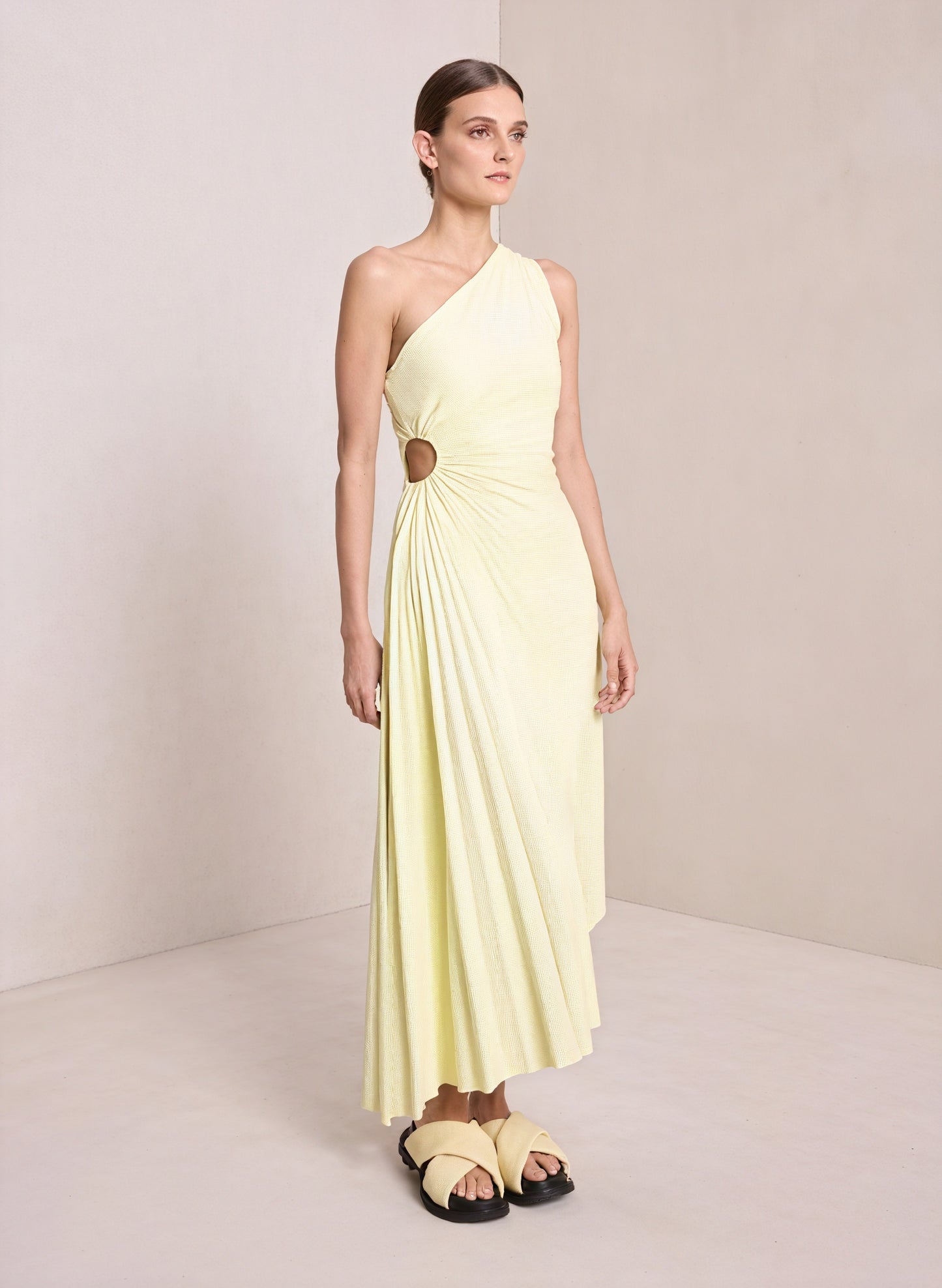Abito Monospalla Plissettato Donna – Orlo Asimmetrico, Elegante-83236-efc92923-2625-4470-9f98-742035a93e74
