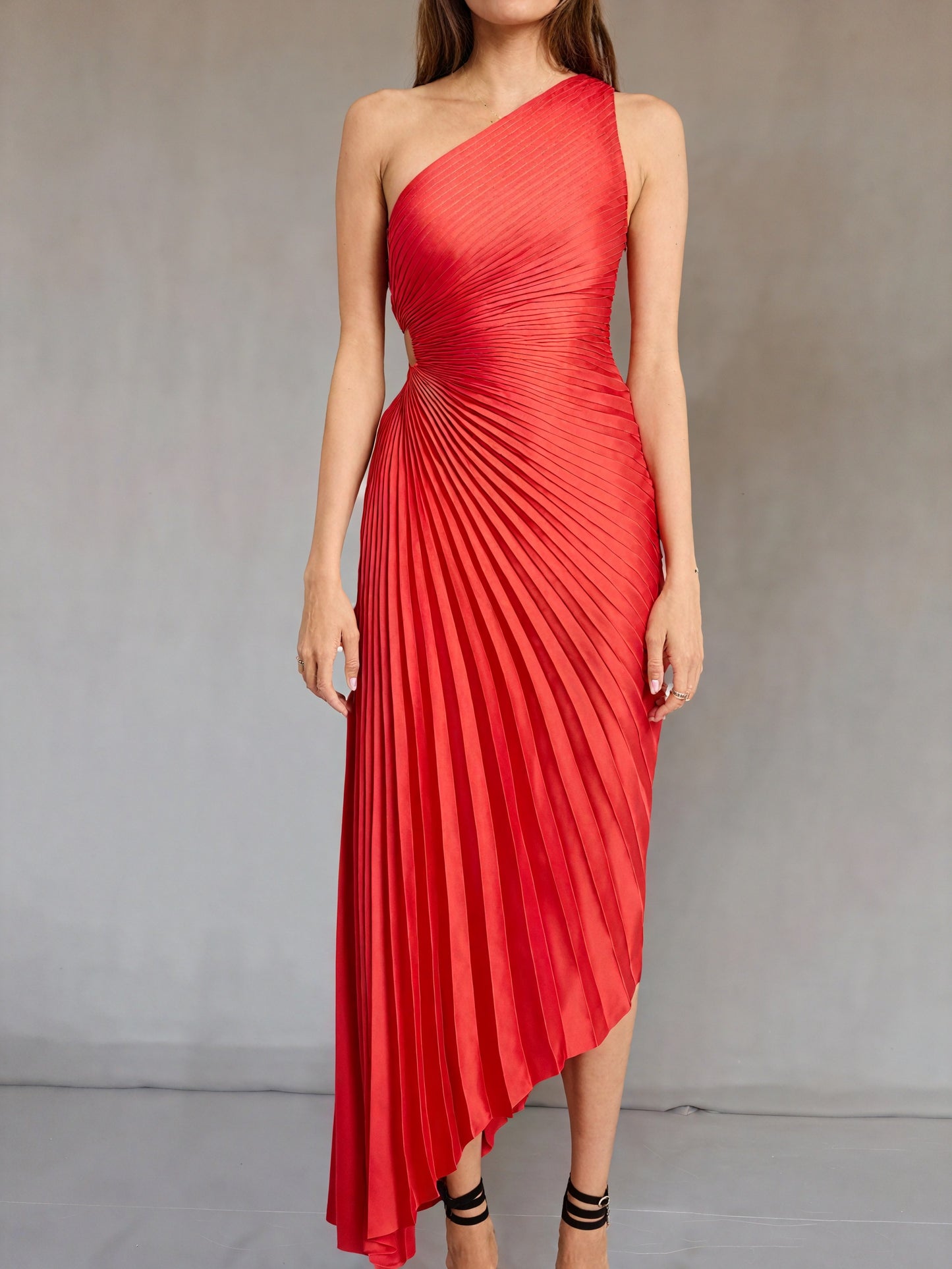 Abito Monospalla Plissettato Donna – Orlo Asimmetrico, Elegante-83236-0fed524a-3d60-497b-8a67-19964d98aa2e