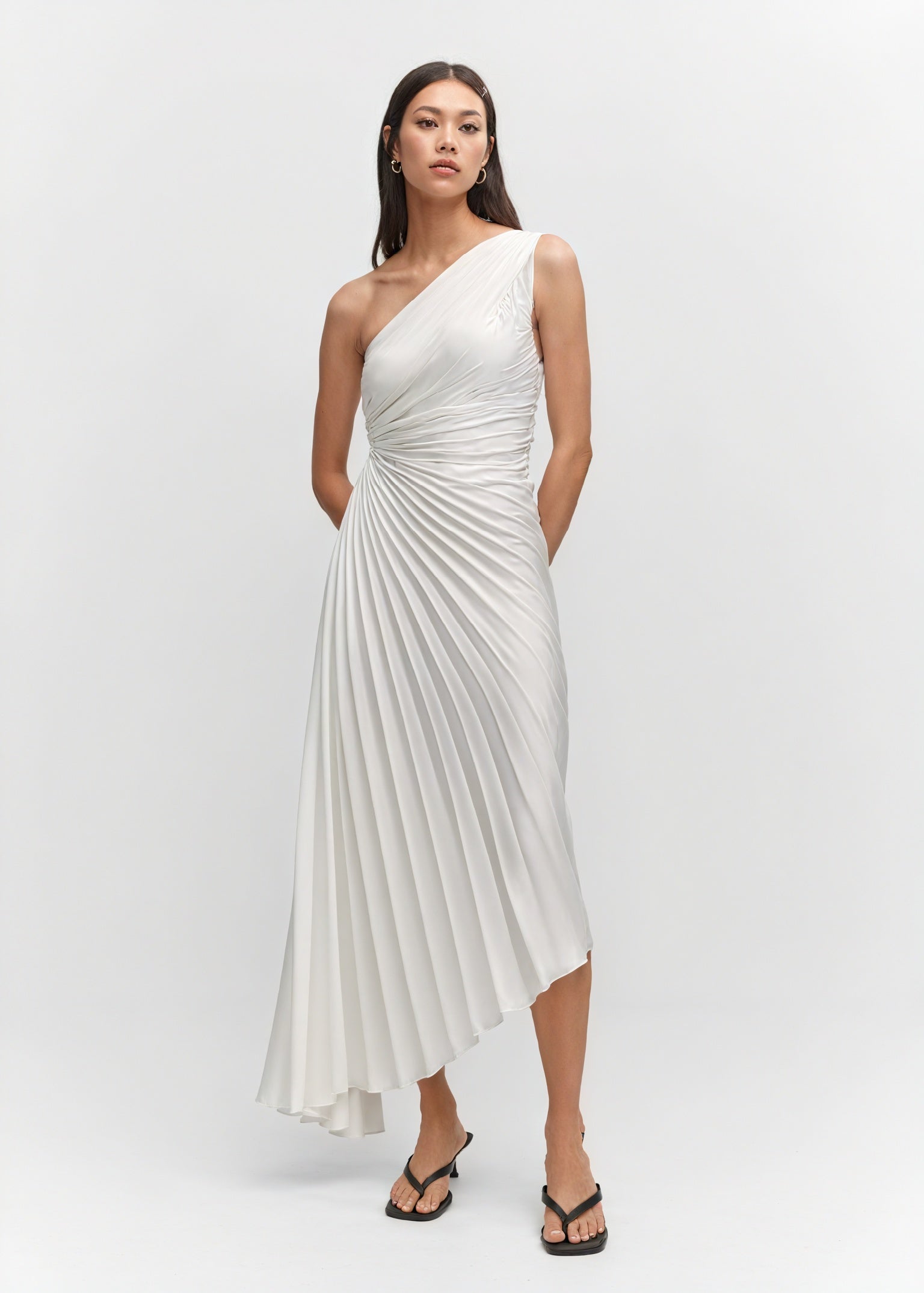 Abito Monospalla Plissettato Donna – Orlo Asimmetrico, Elegante-83236-e9175566-6eb9-4518-b811-9418ceacd562