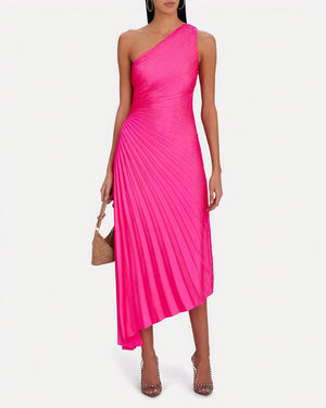 Abito Monospalla Plissettato Donna – Orlo Asimmetrico, Elegante-83236-1201e41f-f140-4a7d-93ce-82e6321c6bb6