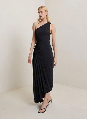 Abito Monospalla Plissettato Donna – Orlo Asimmetrico, Elegante-83236-b6bd053d-56ea-44a9-b100-57b38689703e