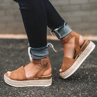 Sandalo Platform Caviglia con Suola Espadrillas