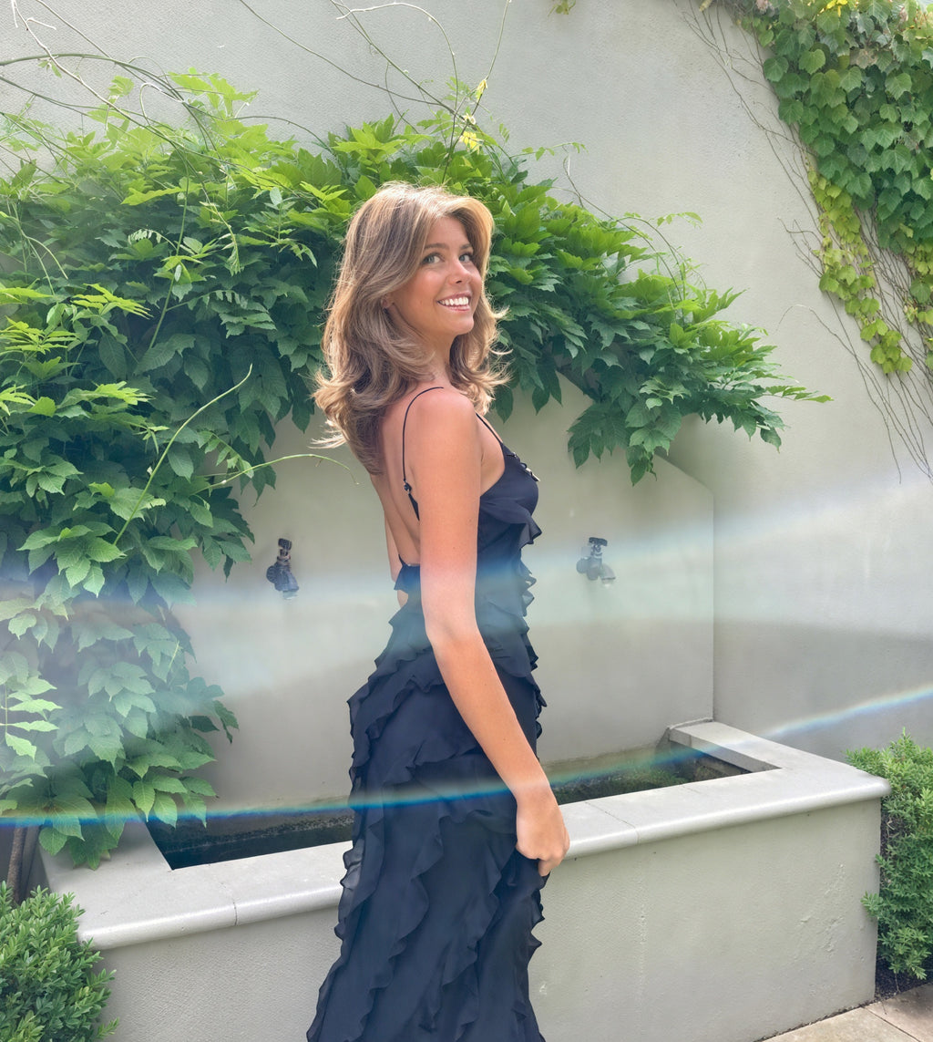 Dorio Moda Women's Maxi Dress – Flowing, Spaghetti Straps, Ruffle Detail-83279-741fc050-e74d-480a-83ad-57498af6239e