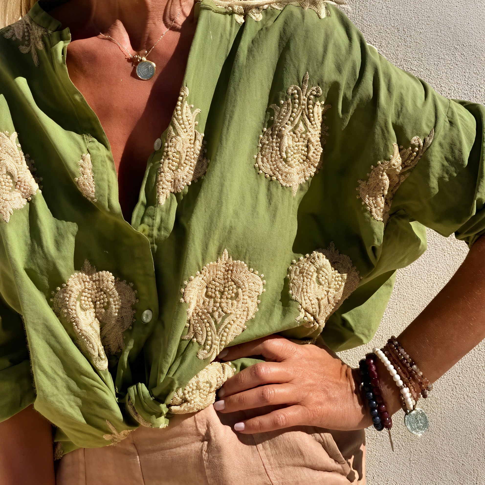 Camicetta Donna Ricamata con Nodo Frontale, Cotone, Stile Casual Dorio Moda-83310-688dbed6-694b-42de-bbaf-9f26c82a4017