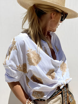 Camicetta Donna Ricamata con Nodo Frontale, Cotone, Stile Casual Dorio Moda-83310-8f5514d9-3191-4eb2-8262-6bcda28b3f79