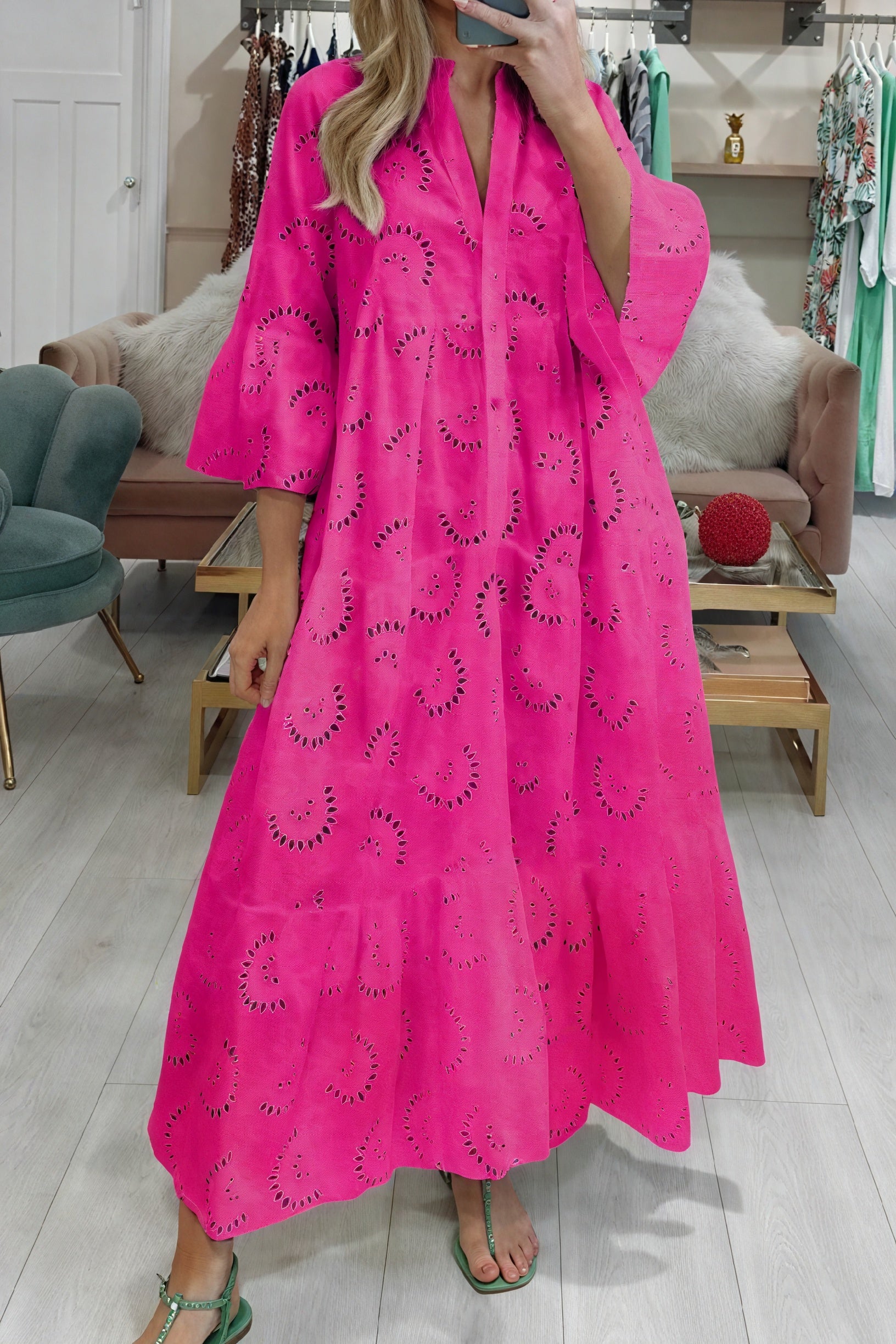 Dorio Moda Abito Donna Occhiello Scollo a V Maniche 3/4 Bottoni-83323-1280320f-48bd-4025-a2de-df9af720b1a3