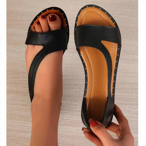 Sandali Piatti Donna Bianchi con Borchie, Punta Aperta-83369-b829666c-4498-494c-812b-7c031c3aa2ef