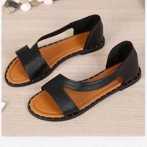 Sandali Piatti Donna Bianchi con Borchie, Punta Aperta-83369-2feb2113-998d-4b50-a99d-f9bf4190fb3c