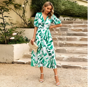 Donna Abito Midi – Scollo a V Maniche Corte Stampa Floreale Fluido-83546-3a96839c-7b4c-4677-8776-64138cf25c93