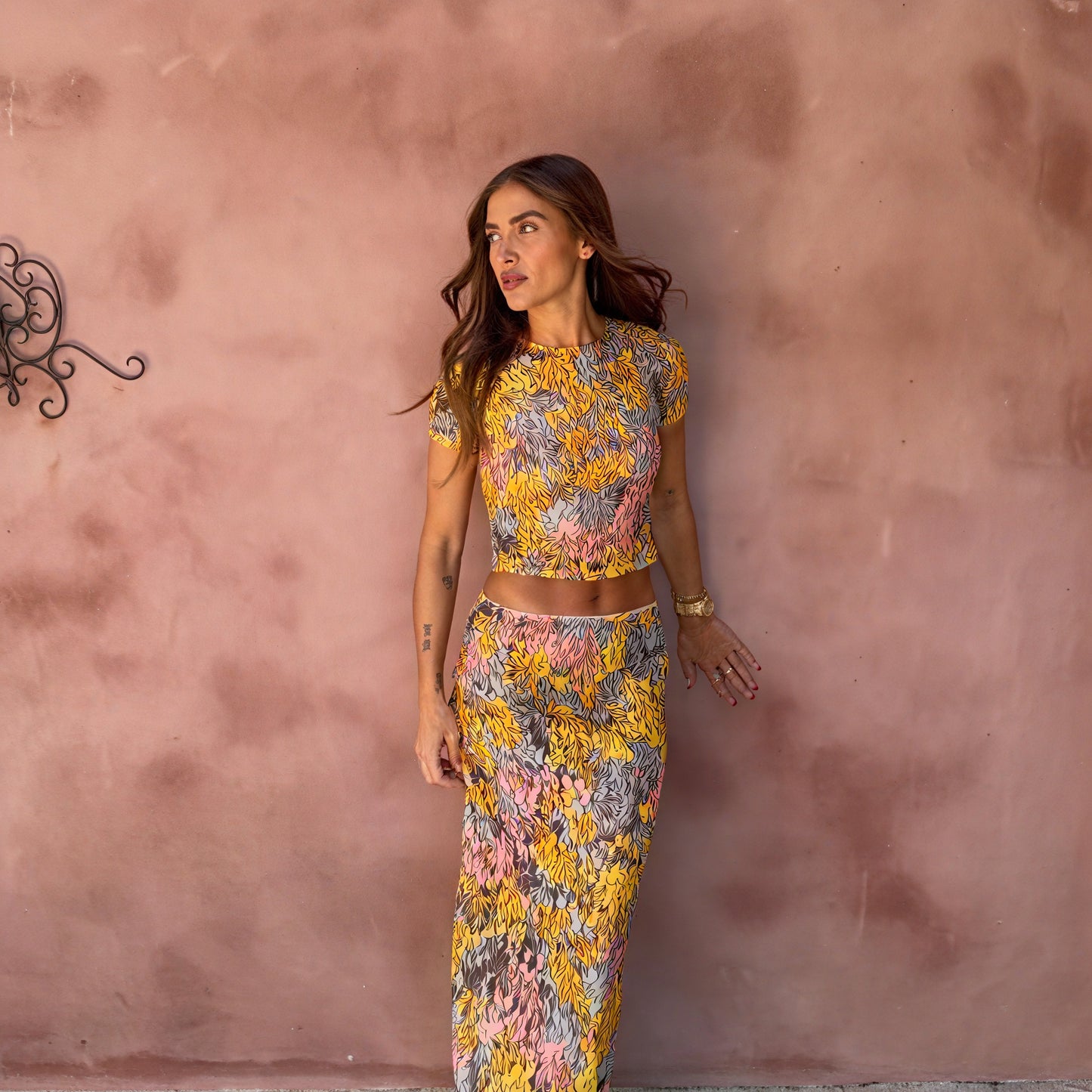 Completo Due Pezzi Donna – Crop Top e Maxi Gonna Stampa Floreale, Dorio Moda-83559-49b90ac5-0c56-401d-98f2-bfe6d6df0840
