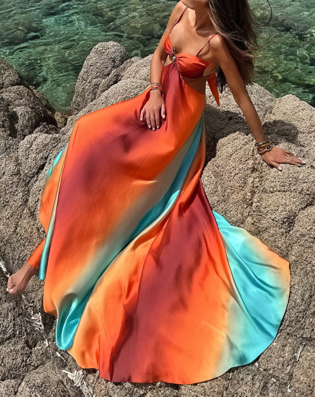 Abito Donna Raso Ombré – Dettaglio Cut-Out, Spalline Sottili-83593-420e9017-6098-418b-a4e6-081025ae16b5