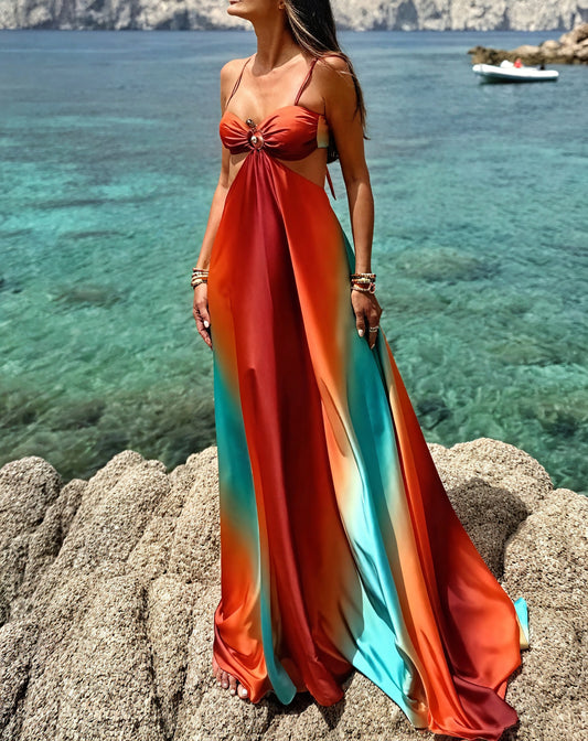 Abito Donna Raso Ombré – Dettaglio Cut-Out, Spalline Sottili-83593-fc3f9dd1-97db-48fb-8623-a1ce398e8e3f