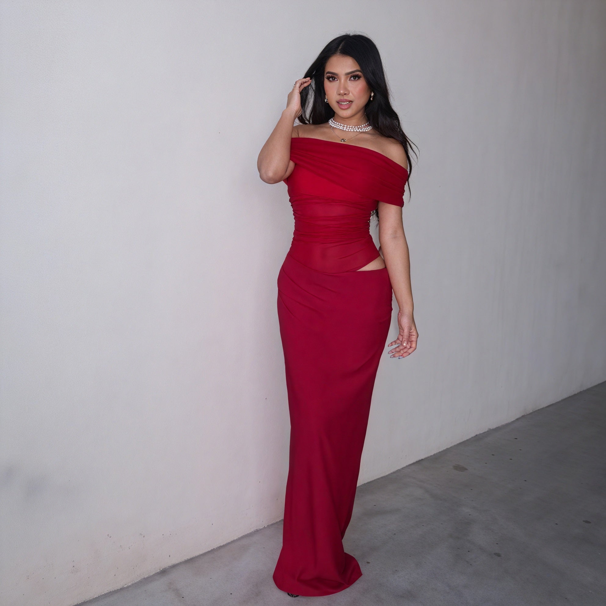 Abito Lungo Donna Spalle Scoperte – Dettaglio Cut-out Vita, Stile Elegante-83596-e781d9a5-6f10-4f8c-bb83-5b39f496cfec