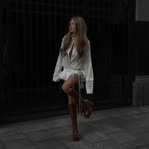 Donna Abito Lungo Bianco – Abbottonato, Maniche Lunghe, Stile Versatile-83661-7618abd9-a467-414f-b924-28a429e8daaa