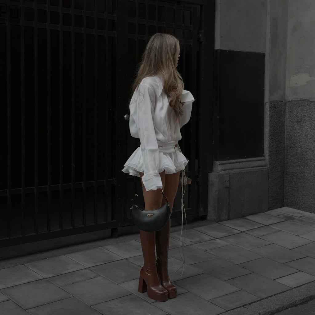 Donna Abito Lungo Bianco – Abbottonato, Maniche Lunghe, Stile Versatile-83661-39611773-3cc1-4d0f-8406-6167cd428dd9