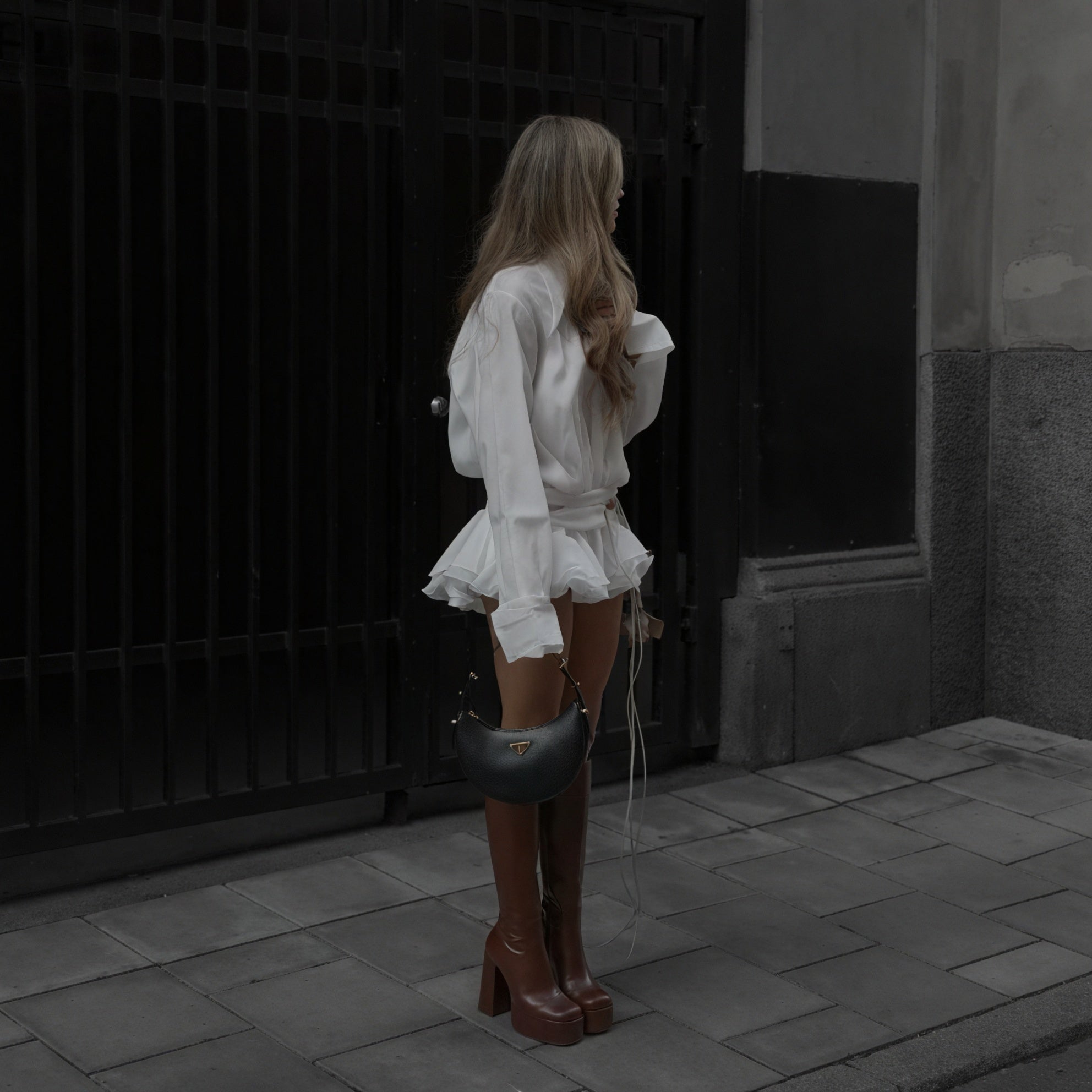 Donna Abito Lungo Bianco – Abbottonato, Maniche Lunghe, Stile Versatile-83661-39611773-3cc1-4d0f-8406-6167cd428dd9