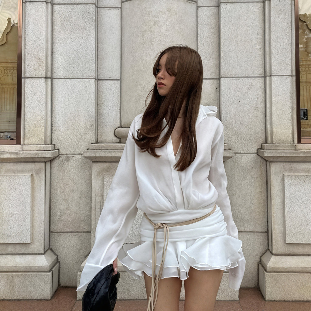 Donna Abito Lungo Bianco – Abbottonato, Maniche Lunghe, Stile Versatile-83661-e80965aa-d18f-466b-a5c8-d574a13e7d24