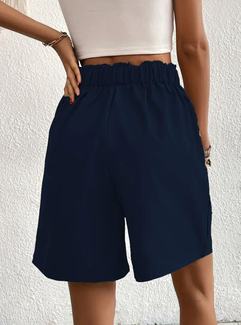 Donna Shorts Vita Alta Pieghe Frontali Tasche Funzionali-82558-8369a4ca-1d25-4307-b8d2-4fe877935813