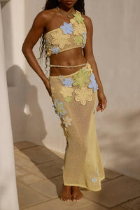 Completo Crochet Floreale – Top e Gonna Coordinati