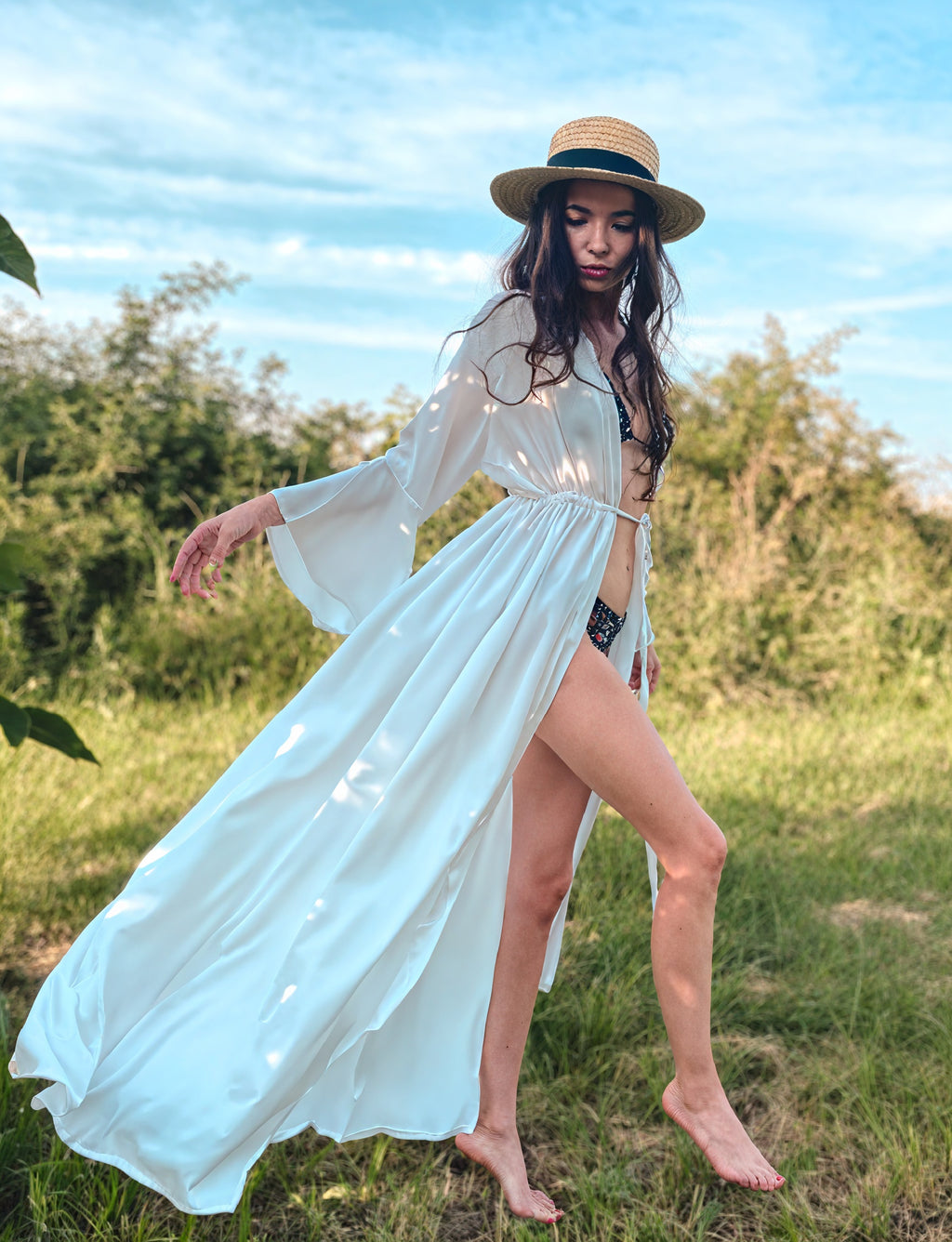 Abito Maxi da Donna – Scollo a V, Maniche Lunghe, Vita Annodata, Stile Fluido-83779-821f39a8-0685-430b-9c39-ebb97ae52920