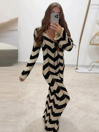 Abito Maglia Chevron Maniche Lunghe