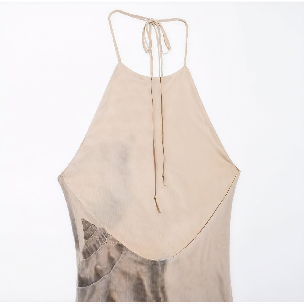 Abito Maxi Donna con Scollo Halter, Stampa Unica, Tessuto Testurizzato, Leggero-83816-17241f35-fda6-46ca-8bd4-d260b848ab7b