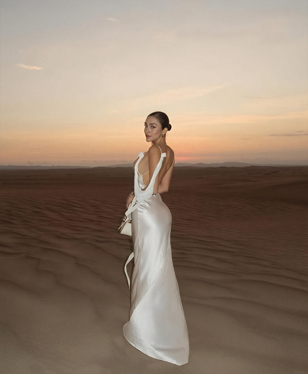 Abito Lungo Raso Donna – Scollo a Cascata, Spalline Sottili, Elegante-83831-0c573a94-b173-4b56-b78e-cddd8e619a1d