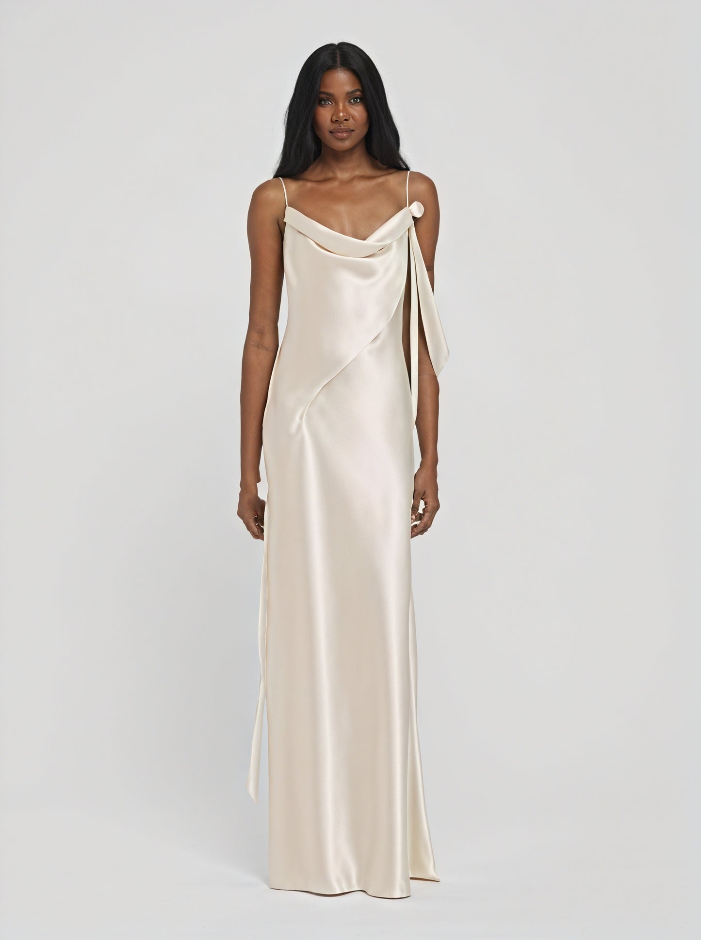 Abito Lungo Raso Donna – Scollo a Cascata, Spalline Sottili, Elegante-83831-c386d1d3-536d-42dc-9e0f-a812a44c6b33