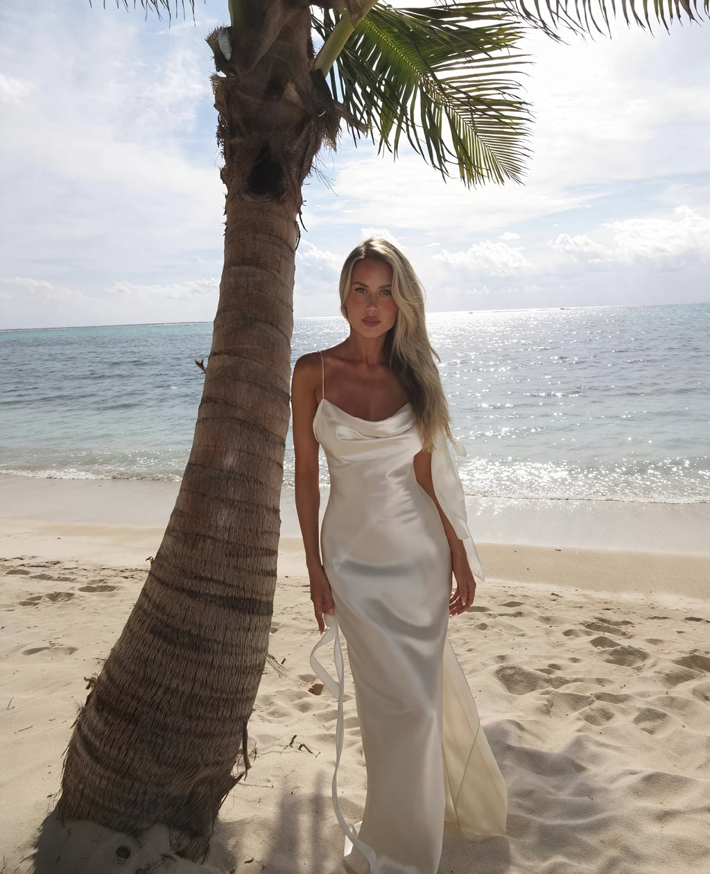 Abito Lungo Raso Donna – Scollo a Cascata, Spalline Sottili, Elegante-83831-1afeb64d-1d31-4f11-9df4-cc300bb6f330