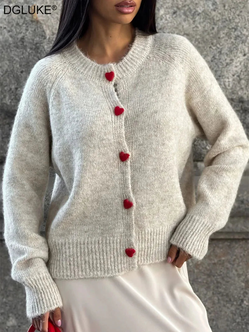 Cardigan Edwina in Maglia con Bottoni a Cuore