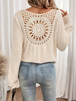 Top Manica Lunga con Dettaglio Crochet