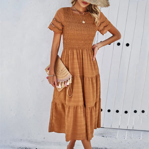 Abito Donna Corpetto Smock Gonna Balze Maniche Sangallo Stile Casual Estivo-81836-8d37f9fc-261e-44f4-a6d1-756b80dac6b3
