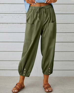 Dorio Moda Pantaloni Donna – Coulisse, Tasche, Dettaglio Bottone Caviglia, XS-XL-83253-8d5dd380-0cea-485b-8615-ae0bc8d8fe66
