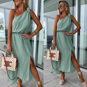 Abito Monospalla Donna con Spacco Laterale e Cintura in Vita, Stile Estivo-83342-927e1a47-ccab-4c97-9001-36a3610f621f