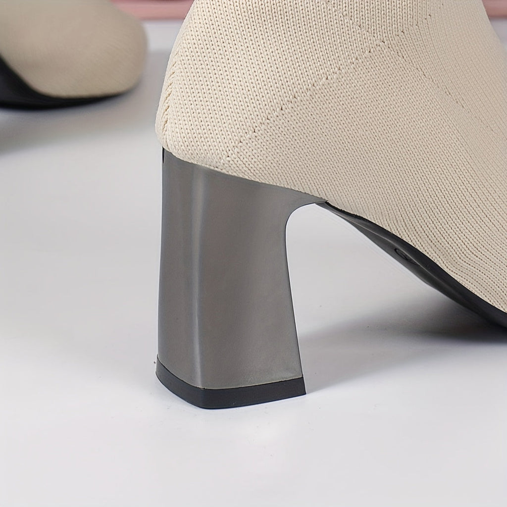 Stivaletti Knit Design Moderno con Tacco Geometrico