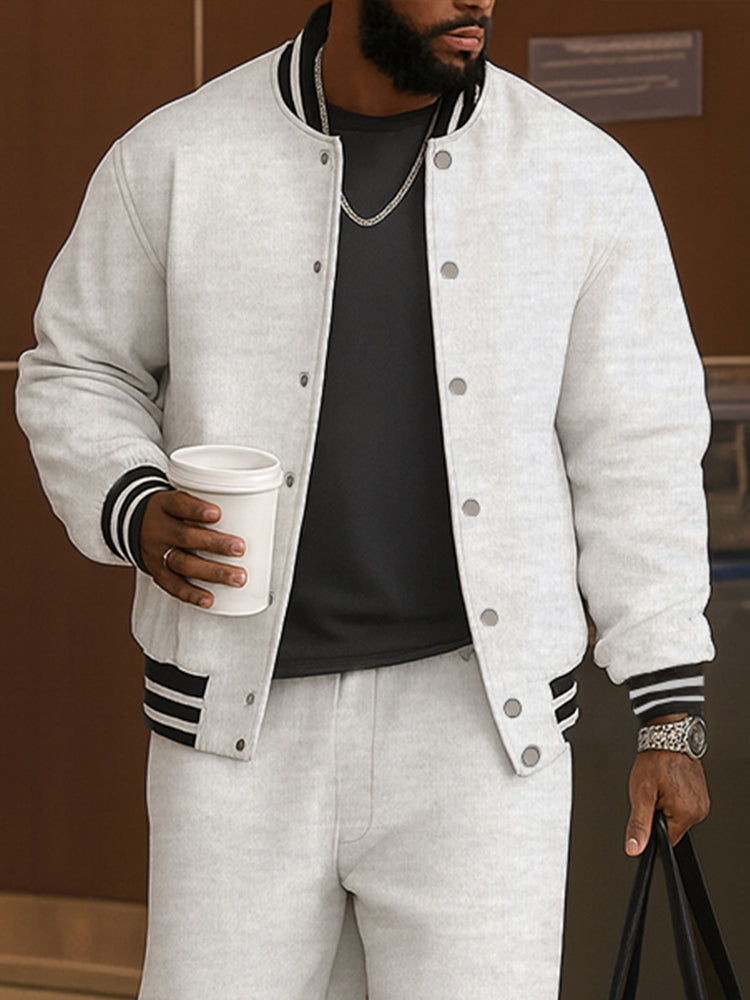 Lino Completo Sportivo con Finiture a Righe in Stile Chic