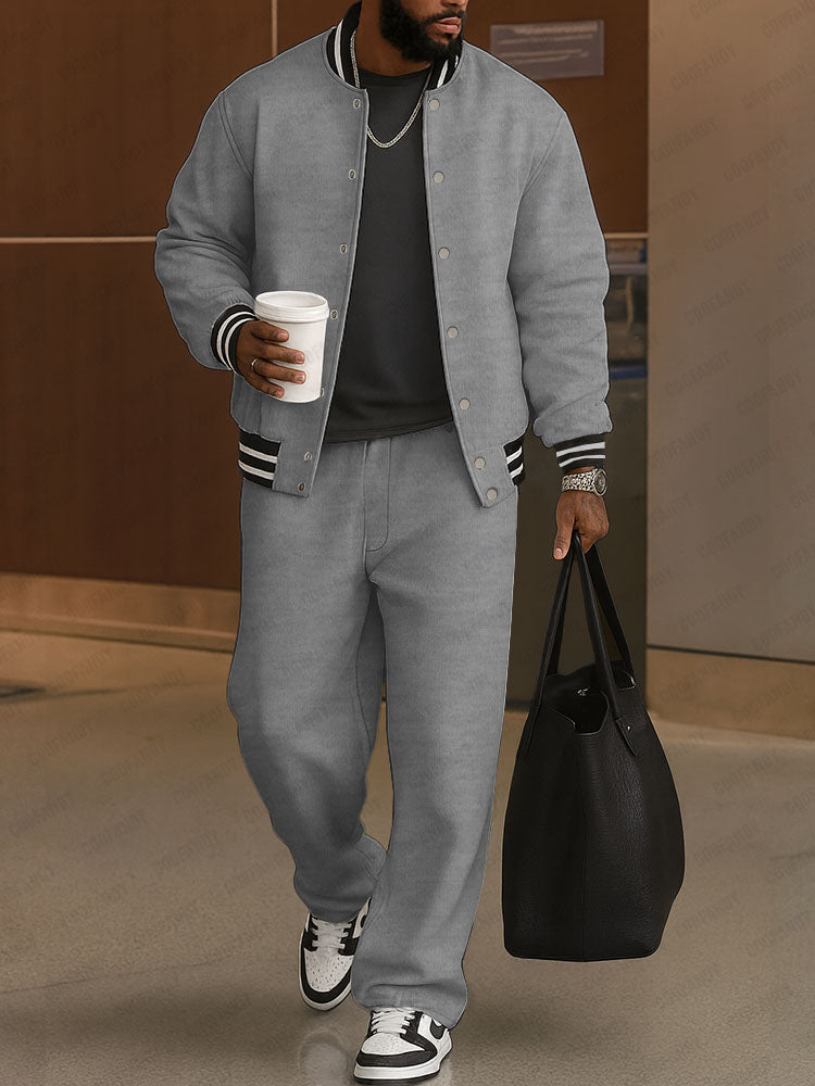 Lino Completo Sportivo con Finiture a Righe in Stile Chic